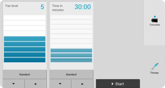Therapy screen – Light mode